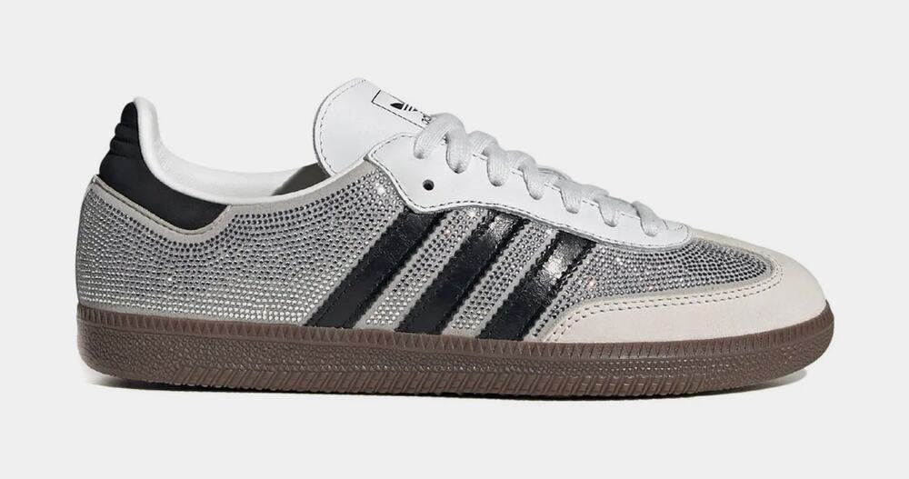 ADIDAS ORIGINALS WOMEN'S 10.5 SAMBA OG CRYSTAL WHITE RHINESTONES LOW TOP SNEAKER
